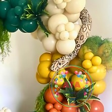 ^^ Doğum Günü Konsepti *Küf Yeşili* Burnt Turuncu*Zerdeçal*Koyu Yeşil*Deniz Kumu* 100 lü Balon Zinciri Parti Seti