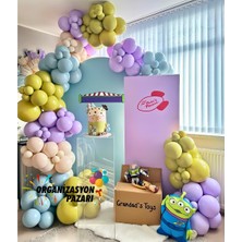 Organizasyon Pazarı Balon Seti Fırtına Mavisi-Zeytin-Deniz Kumu-Lila 100 Lü Balon Zinciri Seti