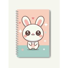 Jimone Papers A5 Sert Kapaklı Noktalı Dotted Defter Bullet Journal 80 Yaprak Beyaz Tel Spiralli Sevimli Bunny