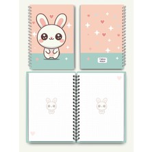 Jimone Papers A5 Sert Kapaklı Noktalı Dotted Defter Bullet Journal 80 Yaprak Beyaz Tel Spiralli Sevimli Bunny