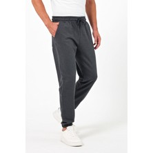 Mmetalic Kalın Antrasit Erkek Eşofman Altı Jogger Arka Cepli Lastik Paça Regular Fit Şardonsuz