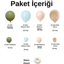 ^^ Doğum Günü Konsepti *Okaliptus*Makaron Mavi*Makaron Somon*Sütlü Kahve*  100 lü Balon Zinciri Parti Seti