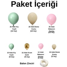 ^^ Doğum Günü Konsepti *Krom Gold*Kış Yeşili*Makaron Pembe*Deniz Kumu* 100 lü Balon Zinciri Parti Seti
