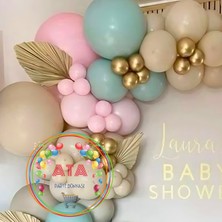 ^^ Doğum Günü Konsepti *Krom Gold*Kış Yeşili*Makaron Pembe*Deniz Kumu* 100 lü Balon Zinciri Parti Seti