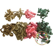 ^^ Doğum Günü Konsepti *Krom Gold*Kış Yeşili*Makaron Pembe*Deniz Kumu* 100 lü Balon Zinciri Parti Seti