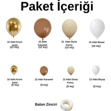 ^^ Doğum Günü Konsepti *Krom Gold*Karamel*Deniz Kumu*Beyaz* 100 lü Balon Zinciri Parti Seti