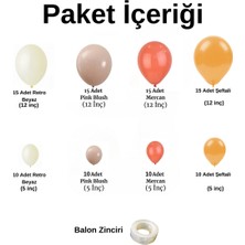 ^^ Doğum Günü Konsepti *Retro Beyaz*Pink Blush*Mercan*Şeftali* 100 lü Balon Zinciri Parti Seti