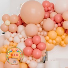 ^^ Doğum Günü Konsepti *Retro Beyaz*Pink Blush*Mercan*Şeftali* 100 lü Balon Zinciri Parti Seti