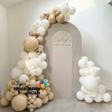 Organizasyon Pazarı Balon Seti Deniz Kumu-Beyaz 100 Lü Balon Zinciri Seti