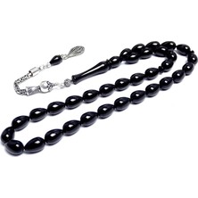 Tesbih Rüyası Erzurum Oltu Taşı Tesbih Usta İşçilikli Su Damlası Modeli Gümüş Tasarım