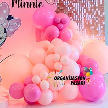Organizasyon Pazarı Balon Seti Şeker Pembe-Makaron Somon 100 Lü Balon Zinciri Seti