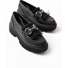 Shemard Siyah Tokalı Günlük Yüksek Tabanlı Loafer Ayakkabı