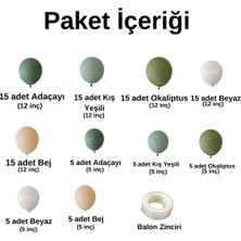 ^^ Doğum Günü Konsepti *Adaçayı*Kış Yeşili*Okaliptus*Bej*Beyaz* 100 lü Balon Zinciri Parti Seti