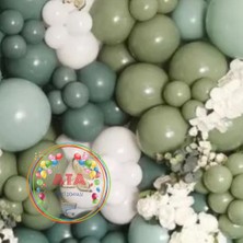 ^^ Doğum Günü Konsepti *Adaçayı*Kış Yeşili*Okaliptus*Bej*Beyaz* 100 lü Balon Zinciri Parti Seti