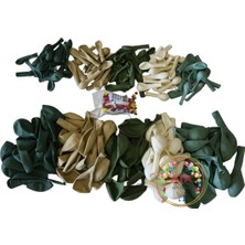 ^^ Doğum Günü Konsepti *Adaçayı*Kış Yeşili*Okaliptus*Bej*Beyaz* 100 lü Balon Zinciri Parti Seti