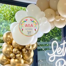 ^^ Doğum Günü Konsepti *Krom Gold*Deniz Kumu*Beyaz* 100 lü Balon Zinciri Parti Seti
