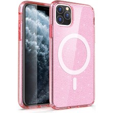 Başkenttekno Apple iPhone 11 Kılıf Magsafe Şarj Özellikli Parlayan Simli Saydam Renkli Allstar Kapak