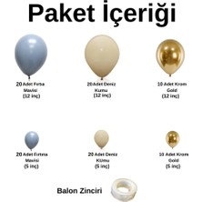 ^^ Doğum Günü Konsepti *Fırtına Mavisi*Deniz Kumu*Krom Gold* 100 lü Balon Zinciri Parti Seti