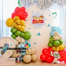 Organizasyon Pazarı Balon Seti Kırmızı-Zerdeçal-Okaliptus-Denizkumu-Makaronmavi  60 Lı Balon Zinciri Seti