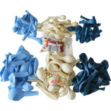 ^^ Doğum Günü Konsepti *Beyaz*Makaron Mavi*Derin Okyanus* 100 lü Balon Zinciri Parti Seti