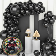 ^^ Doğum Günü Konsepti *Pastel Siyah* 100 lü Balon Zinciri Parti Seti