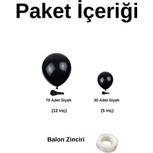 ^^ Doğum Günü Konsepti *Pastel Siyah* 100 lü Balon Zinciri Parti Seti