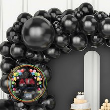 ^^ Doğum Günü Konsepti *Pastel Siyah* 100 lü Balon Zinciri Parti Seti