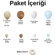 ^^ Doğum Günü Konsepti *Deniz Kumu*Beyaz*Karamel*Makaron Mavi* 100 lü Balon Zinciri Parti Seti