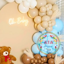 ^^ Doğum Günü Konsepti *Deniz Kumu*Beyaz*Karamel*Makaron Mavi* 100 lü Balon Zinciri Parti Seti