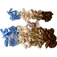 ^^ Doğum Günü Konsepti *Deniz Kumu*Beyaz*Karamel*Makaron Mavi* 100 lü Balon Zinciri Parti Seti