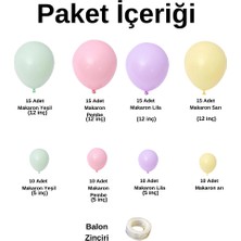 ^^ Doğum Günü Konsepti Makaron Set *Yeşil*Pembe*Lila*Sarı* 100 lü Balon Zinciri Parti Seti