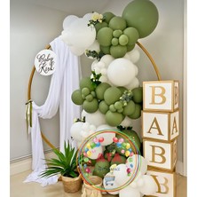 ^^ Doğum Günü Konsepti *Okaliptus*Pastel Beyaz* 100 lü Balon Zinciri Parti Seti