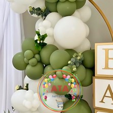 ^^ Doğum Günü Konsepti *Okaliptus*Pastel Beyaz* 100 lü Balon Zinciri Parti Seti