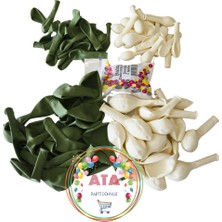 ^^ Doğum Günü Konsepti *Okaliptus*Pastel Beyaz* 100 lü Balon Zinciri Parti Seti