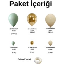 ^^ Doğum Günü Konsepti *Küf Yeşili*Krom Gold*Deniz Kumu* 100 lü Balon Zinciri Parti Seti