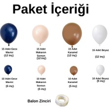 ^^ Doğum Günü Konsepti *Gece Mavisi*Beyaz*Karamel*Makaron-Somon* 100 lü Balon Zinciri Parti Seti