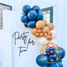 ^^ Doğum Günü Konsepti *Gece Mavisi*Beyaz*Karamel*Makaron-Somon* 100 lü Balon Zinciri Parti Seti
