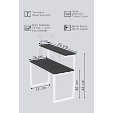 Efelez Design Akik 2 Raflı Metal Çok Amaçlı Mutfak Rafı / Tezgah Üstü Raf Siyah Metal - Atlantik Çam Tabla