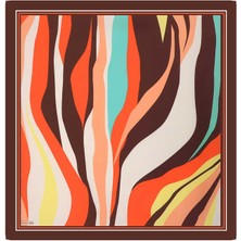 Bursa İpek Kiremit Dalga Desen Twill Ipek Eşarp