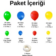 Organizasyon Pazarı Balon Seti Çim Yeşili-Koyu Mavi-Kırmızı-Sarı 60 Lı Balon Zinciri Seti