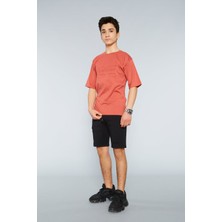 RG Brand Erkek Genç Gofre Baskılı Bisiklet Yaka Tişört