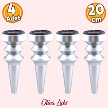Badem10 Oliva Mat Krom Gümüş 20 cm Mobilya Kanepe Koltuk Tv Ünitesi Konsol Yükseltme Ayağı Ayakları 4 Adet