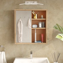 L'occi Concept Dunes Aynalı Lavabo Üstü Banyo Dolabı Raflı Kapaklı 60CM Sepet-Kiremit Ds1-Sk