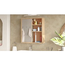 L'occi Concept Dunes Aynalı Lavabo Üstü Banyo Dolabı Raflı Kapaklı 60CM Sepet-Kiremit Ds1-Sk