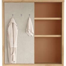L'occi Concept Dunes Aynalı Lavabo Üstü Banyo Dolabı Raflı Kapaklı 60CM Sepet-Kiremit Ds1-Sk