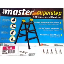 First Master 3+3 Çift Çıkışlı Metal Merdiven (Sarı-Siyah) Superstep