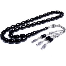 Tesbih Rüyası Erzurum Oltu Taşı Tesbih Kapsül Kesim Model Gümüş Püsküllü ve Usta İşçilik