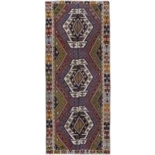 Etnik Bulvar El Dokuma Geometrik Desenli Uzun Yolluk Kilim 150 x 363 cm