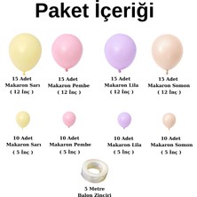 Organizasyon Pazarı Balon Seti Makaron Sarı-Makaron Pembe-Makaron Lila-Makaron Somon 100 Lü Balon Zinciri Seti