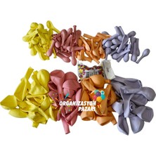 Organizasyon Pazarı Balon Seti Makaron Sarı-Makaron Pembe-Makaron Lila-Makaron Somon 100 Lü Balon Zinciri Seti